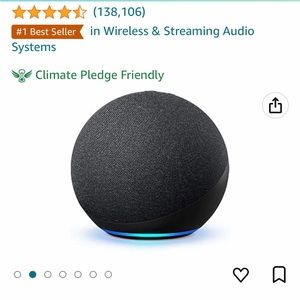 Amazon Alexa Echo Dot (4th Gen) Smart Speaker in the color Charcoal